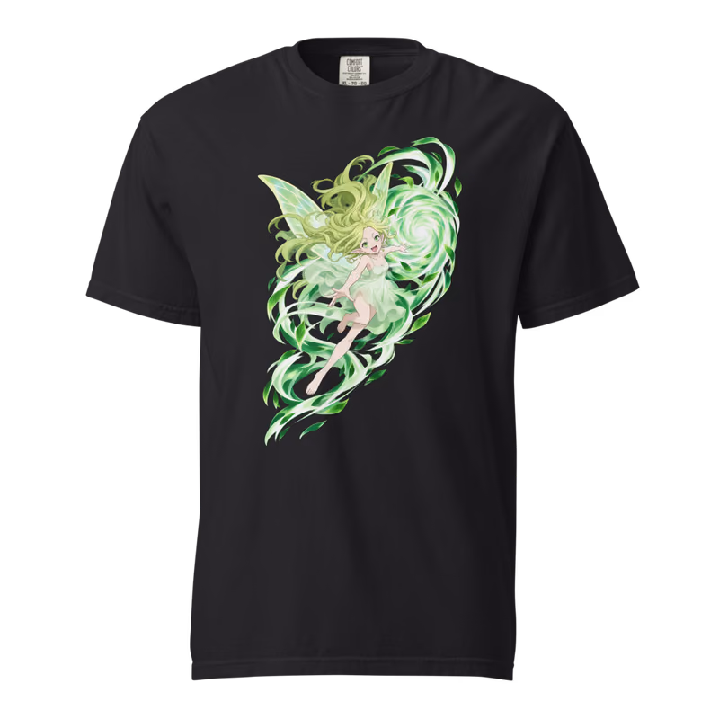 Sylph Wind Spirit Tee, Black, front print, front
