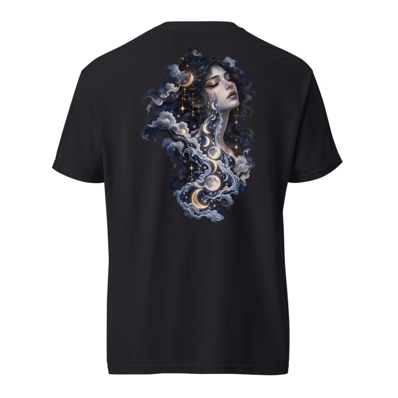 The Weeping Moon Tee, Black, back print, back