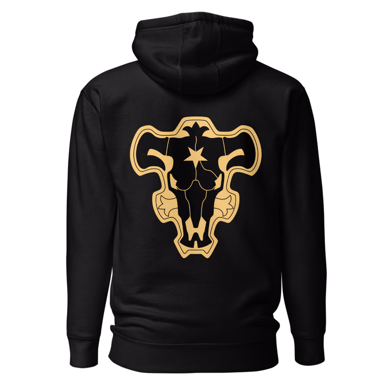 Black Bulls Emblem Hoodie, Black, emblem + large back · left chest, back
