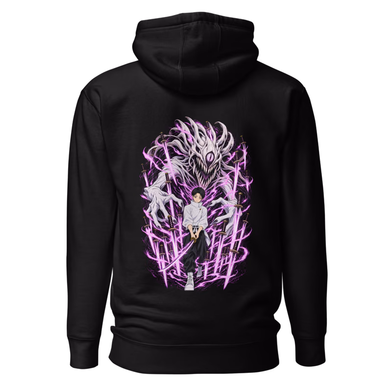 Yuta Okkotsu Authentic Mutual Love Boxed Eyes Hoodie, Black, boxed eyes + back · left chest, back