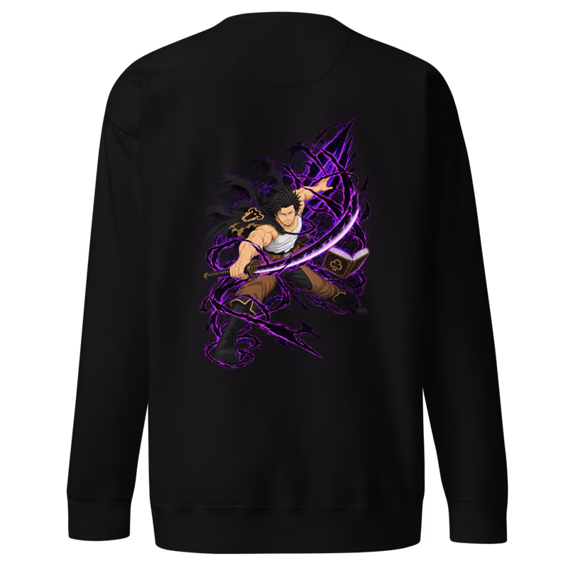 Yami Sukehiro Dark Magic Boxed Eyes Sweatshirt, Black, boxed eyes + back · left chest, back