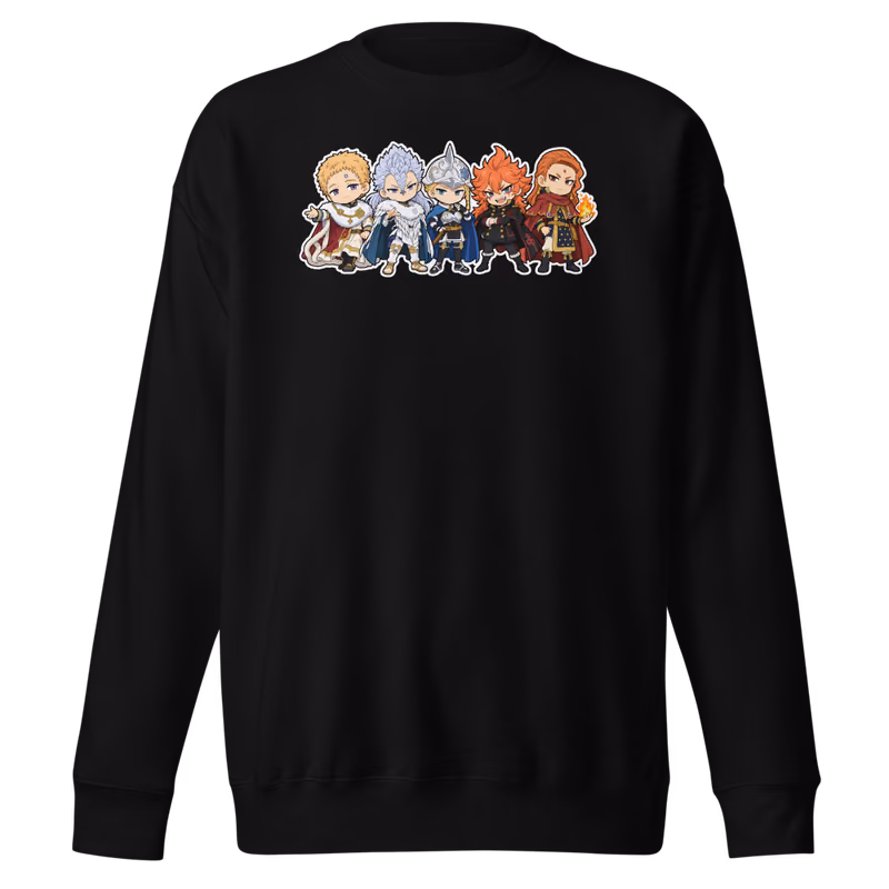 Magic Knight Captains Chibi Sweatshirt, Black, front print, front