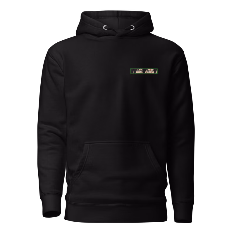 Jack the Ripper Slash Magic Boxed Eyes Hoodie, Black, boxed eyes + back · left chest, front