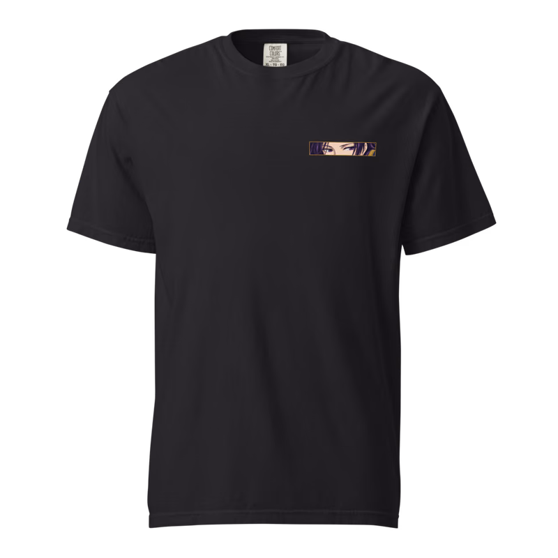 Jinshi Eyes Tee, Black, eyes front · left chest, front