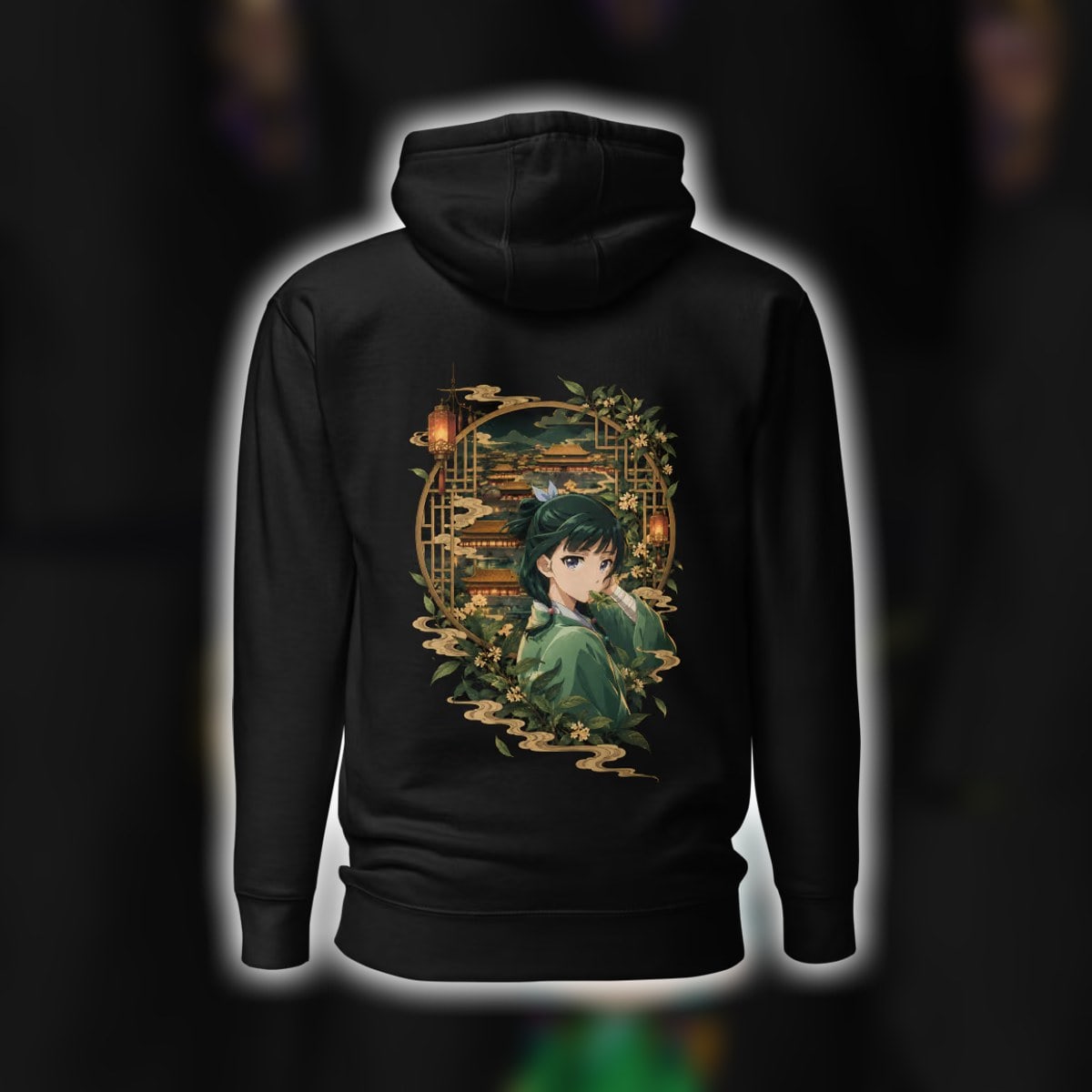 Maomao's Poison Taster hoodie among other Apothecary Diaries designs in a collage
